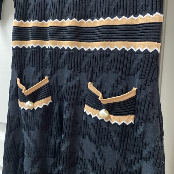 DALIA MACPHEE Black Knit Dress With Pearl Embellishments Size Large - Picture 2 of 5